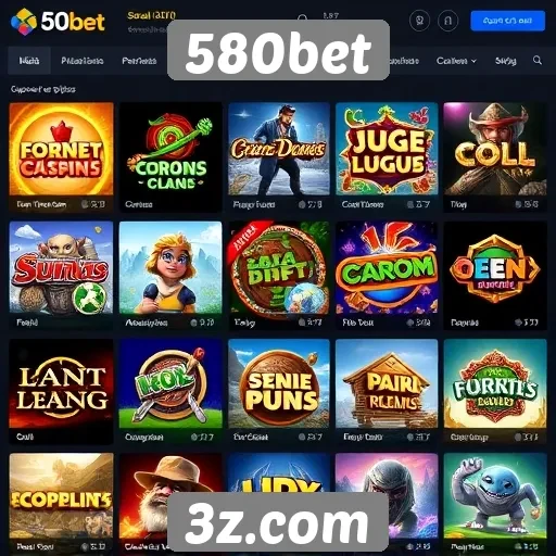 Variedade de jogos oferecidos na plataforma 580bet